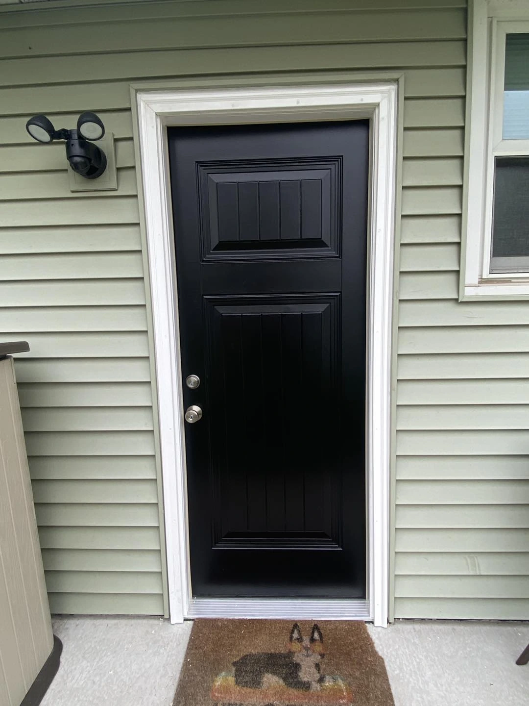 Exterior door painted black