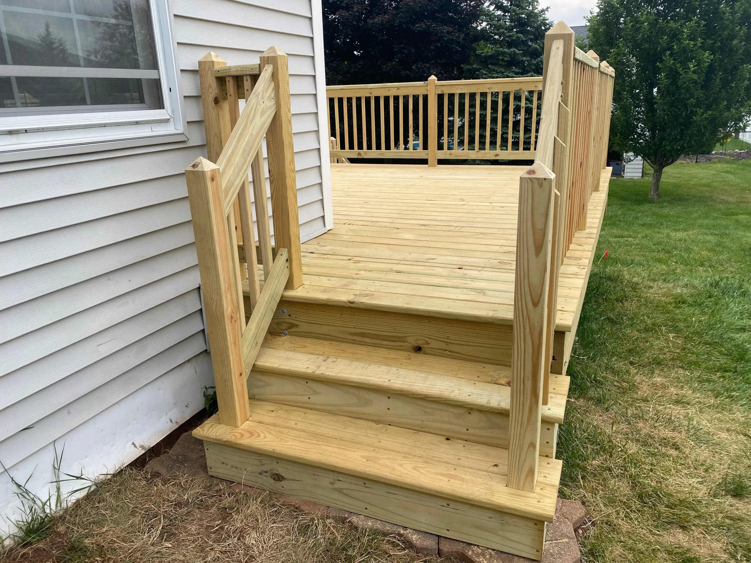 New steps for backyard deck build
